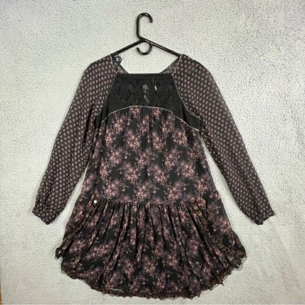 FREE PEOPLE WOMENS A LINE DRESS BLACK AND LAVENDER SIZE M - Picture 10 of 10